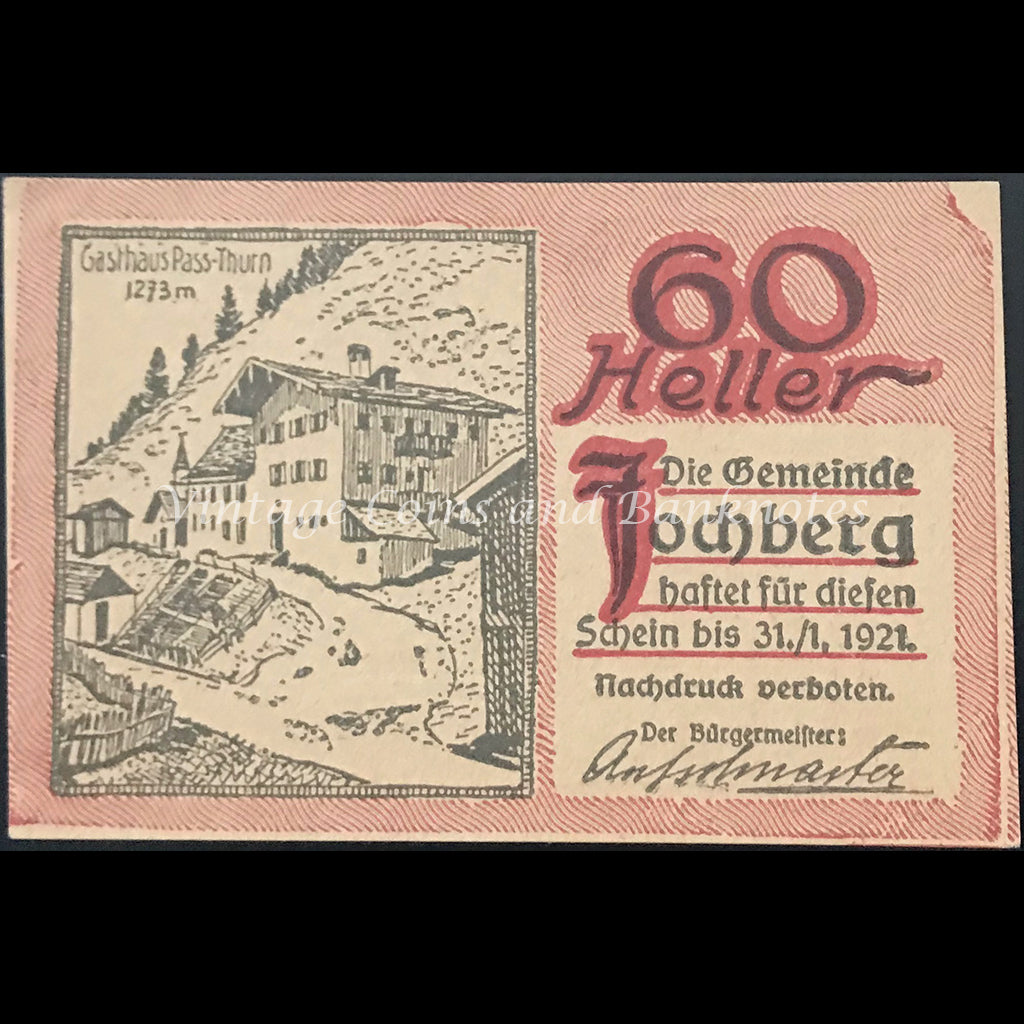 Austria 1921 60 Heller - Jochberg Notgeld UNC
