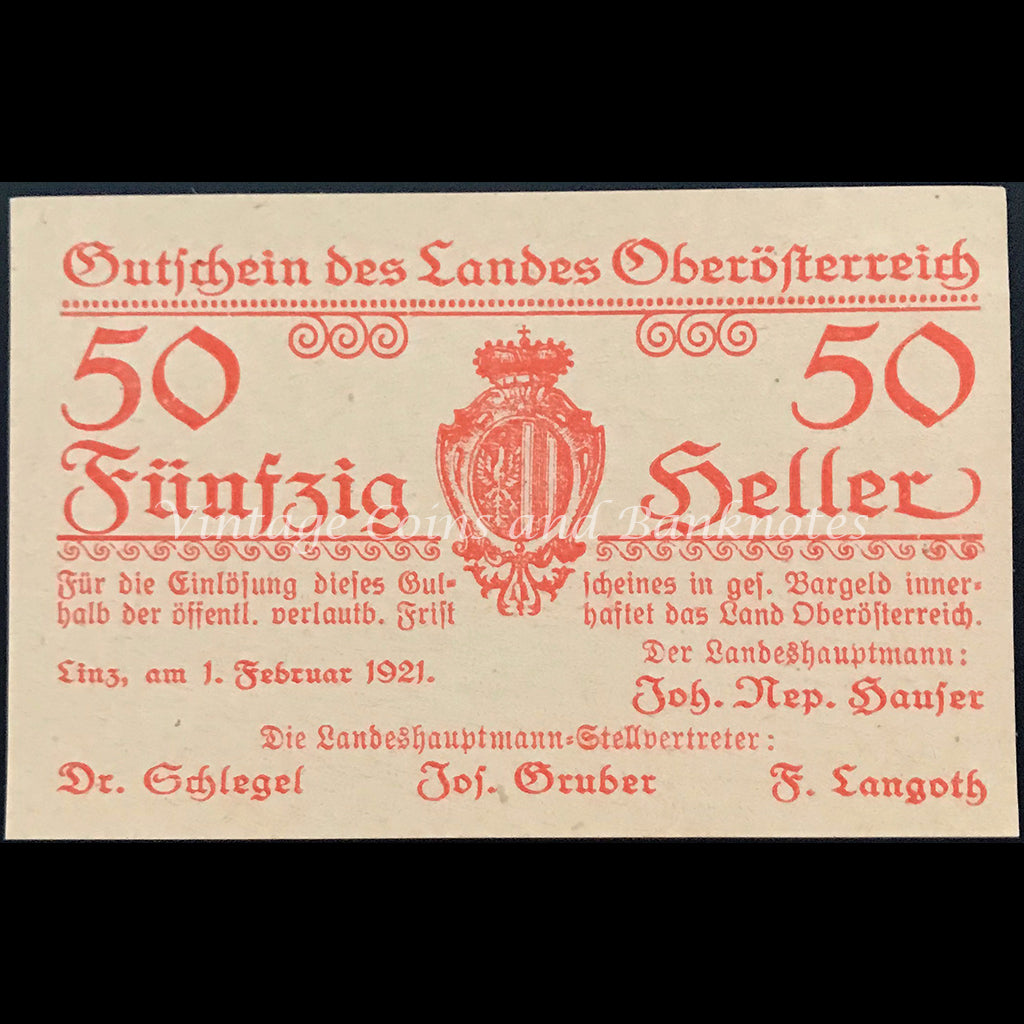 Austria 1921 50 Heller - Linz Notgeld UNC