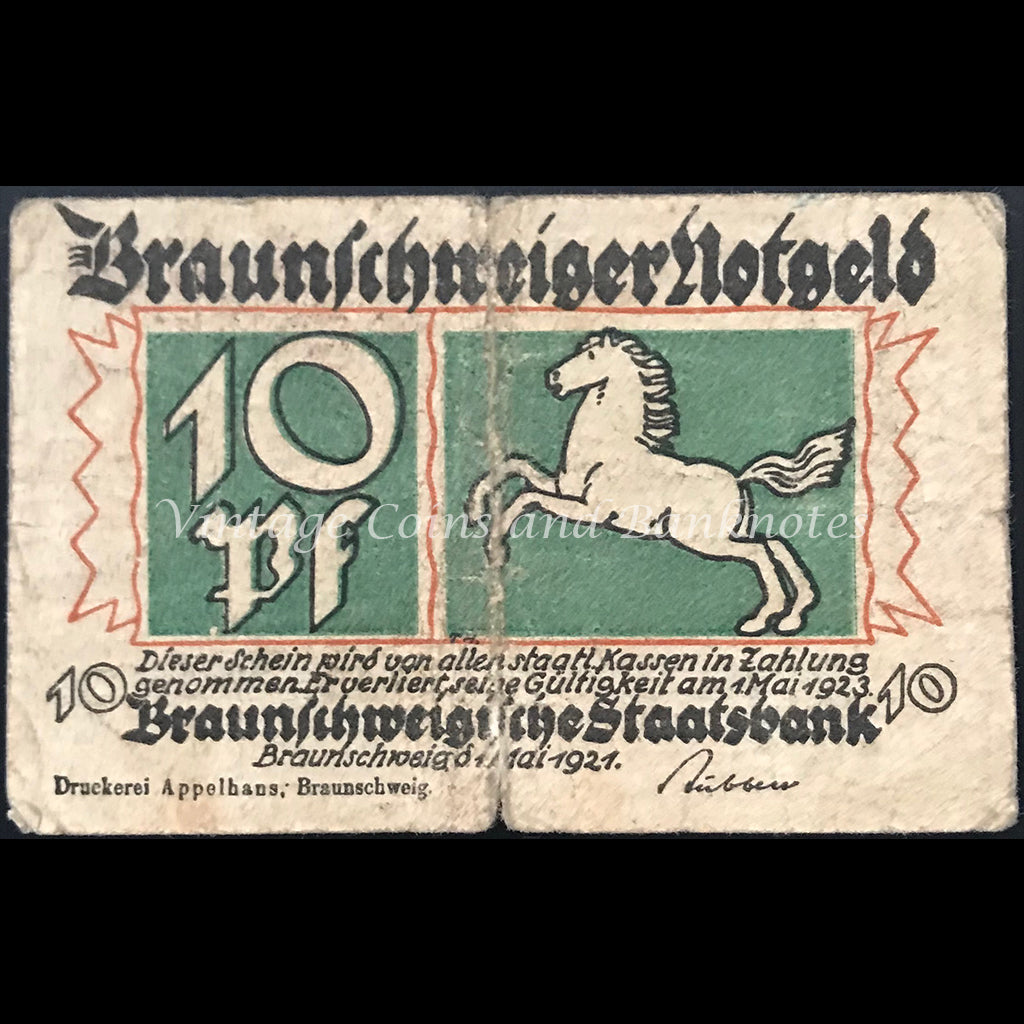 Germany 1921 10 Pfennig - Braunschweig Notgeld VG