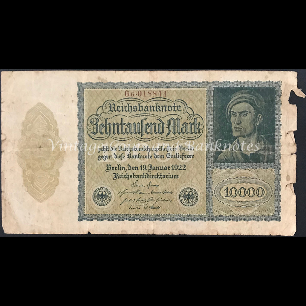 Germany 1922 Reichsbanknote 10,000 Mark VG
