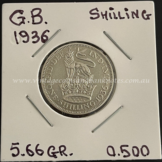 1936 British Shilling King George V VF+/aEF