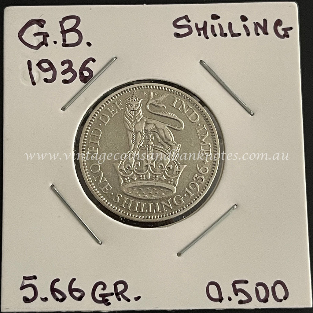 1936 British Shilling King George V VF+/aEF