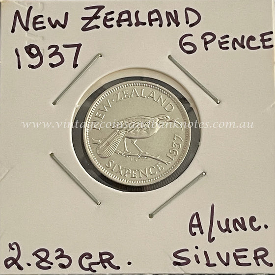 1937 New Zealand Sixpence King George VI aUNC