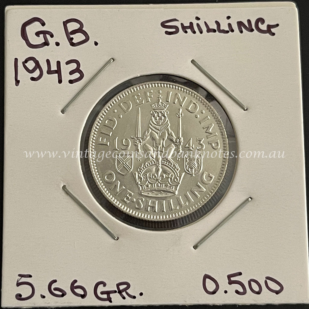 1943 British Shilling King George VI gEF/aUNC
