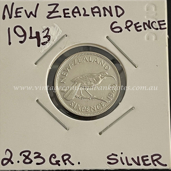 1943 New Zealand Sixpence King George VI EF