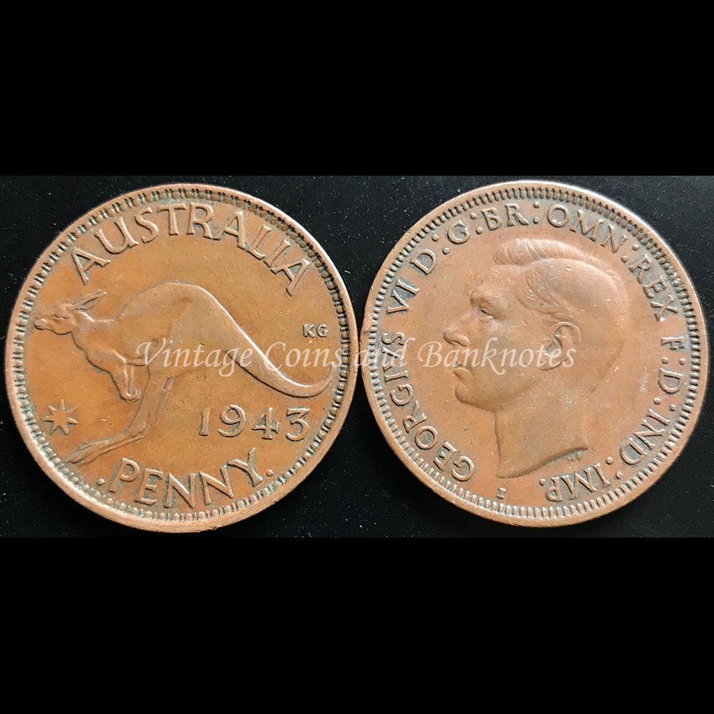 1943 Penny George VI - gVF India Mint