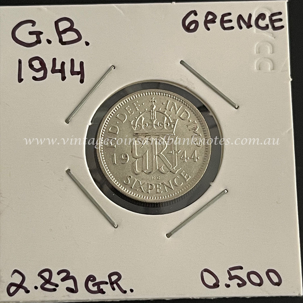 1944 British Sixpence King George VI aUNC/UNC