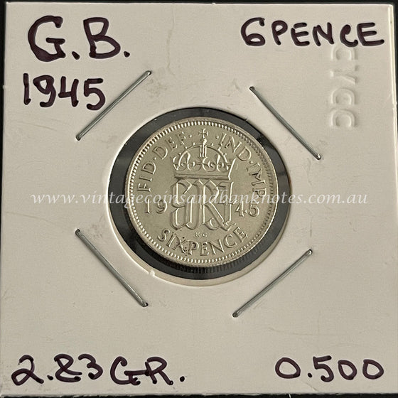 1945 British Sixpence King George VI gEF+