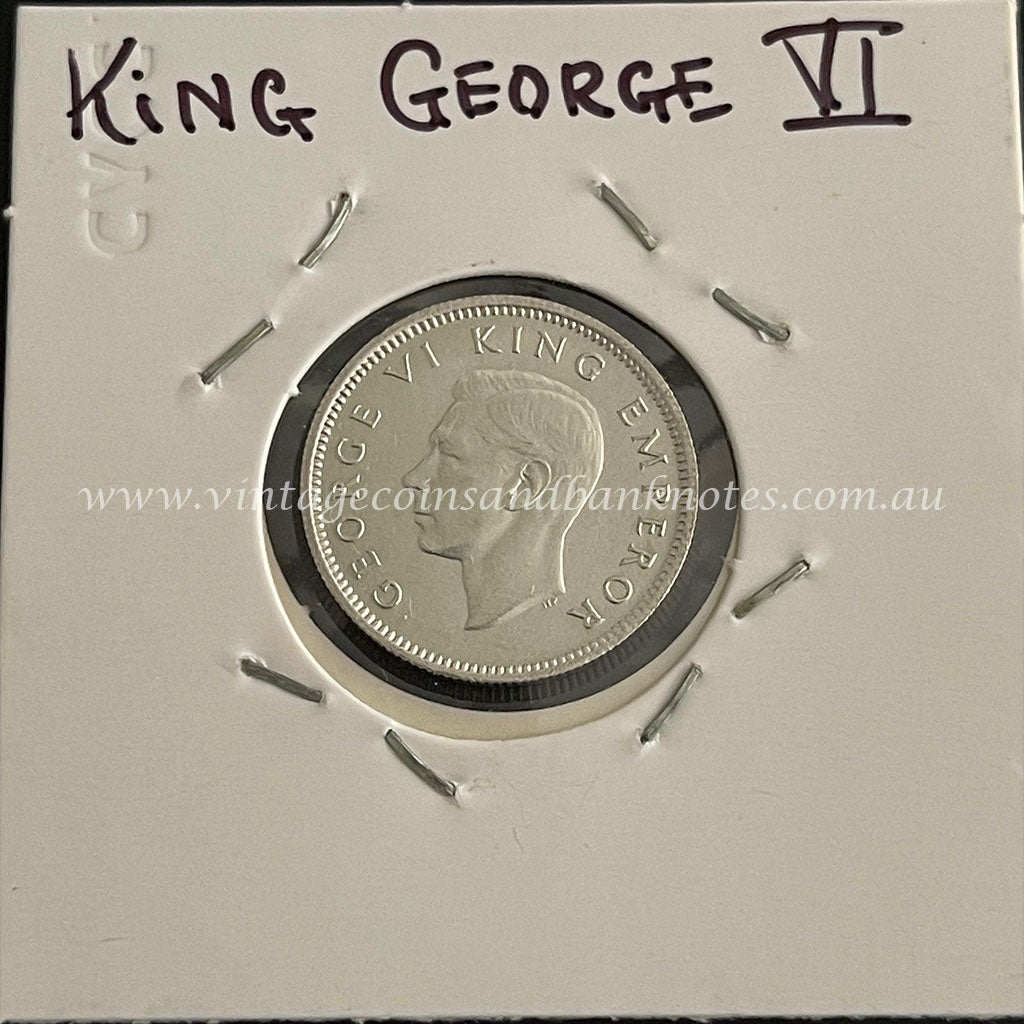 1945 New Zealand Sixpence King George VI UNC