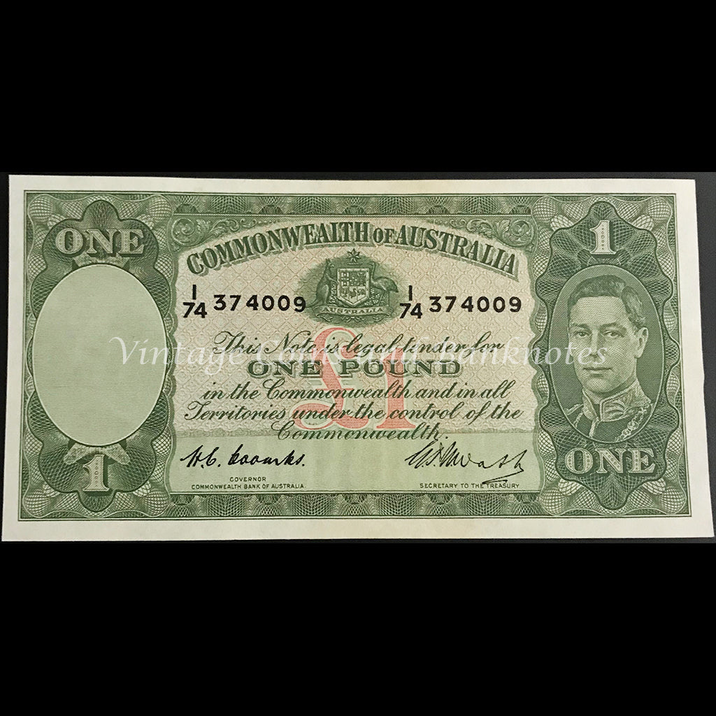 1949 Coombs Watt One Pound George VI UNC