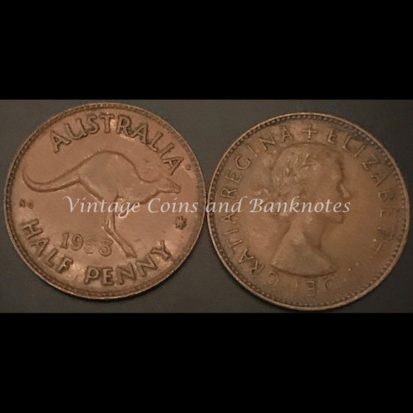 1953P A. Half Penny QEII gVF