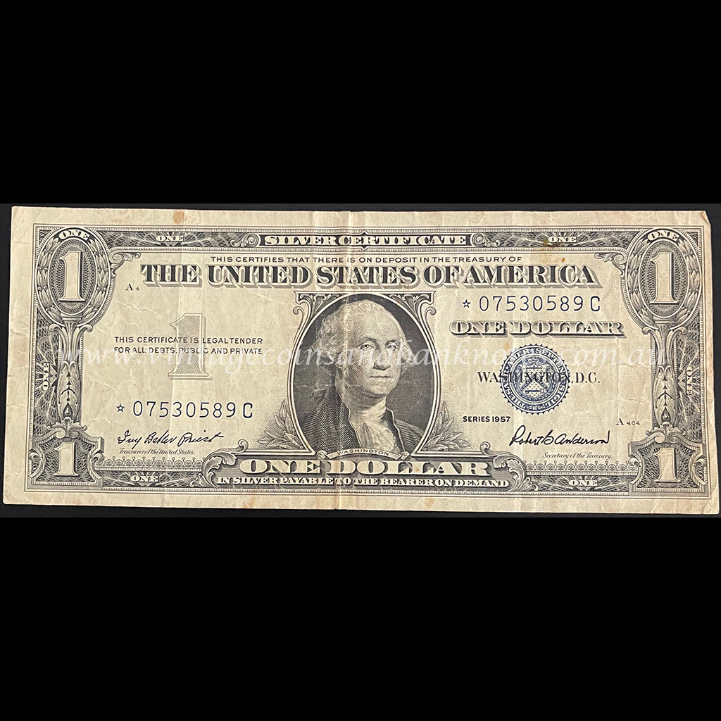 USA 1957 $1 Silver Certificate Star Note gFINE