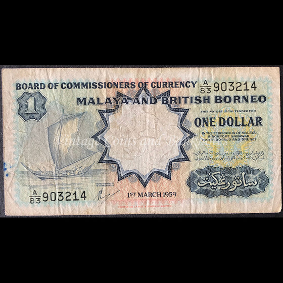 Malaya and British Borneo 1959 $1 gFINE