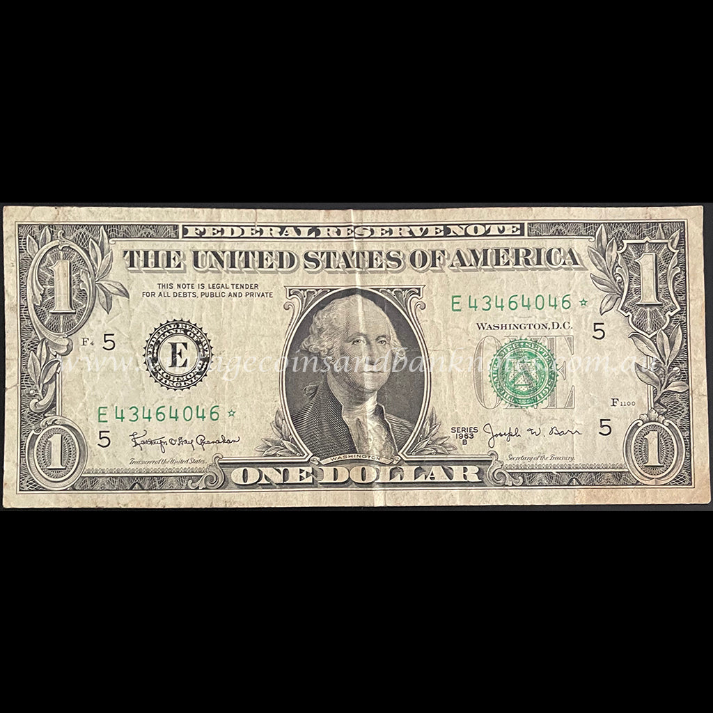 USA 1963B $1 Star Note gFINE
