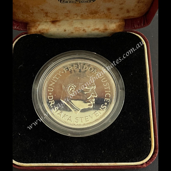 1974 Sierra Leone 1 Leone Silver Proof Coin - Bank of Sierra Leone 10th Anniversary 1964-1974