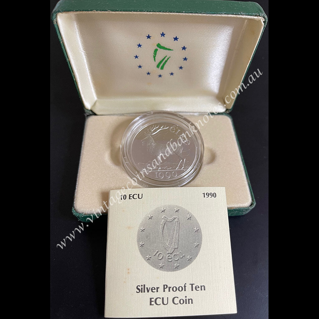 1990 Ireland 10 ECU Sterling Silver Frosted Proof Coin