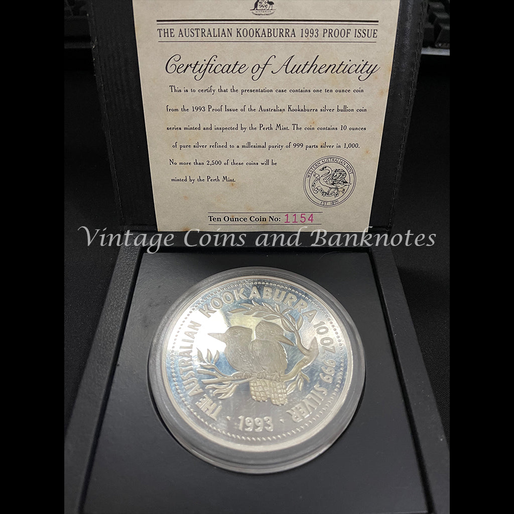 1993 Australian Kookaburra $10 Silver Proof 10oz Coin