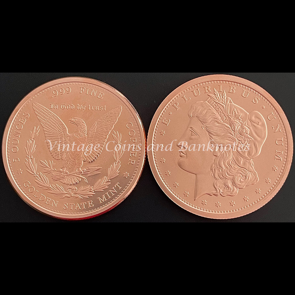 Copper Bullion Coin 5 oz (.999) Reproduction of the USA Morgan Dollar