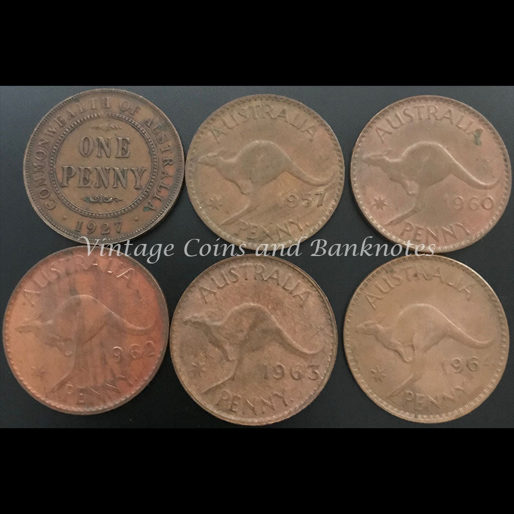 1927, 1957, 1960, 1962, 1963 and 1964 Penny Set from VF to UNC